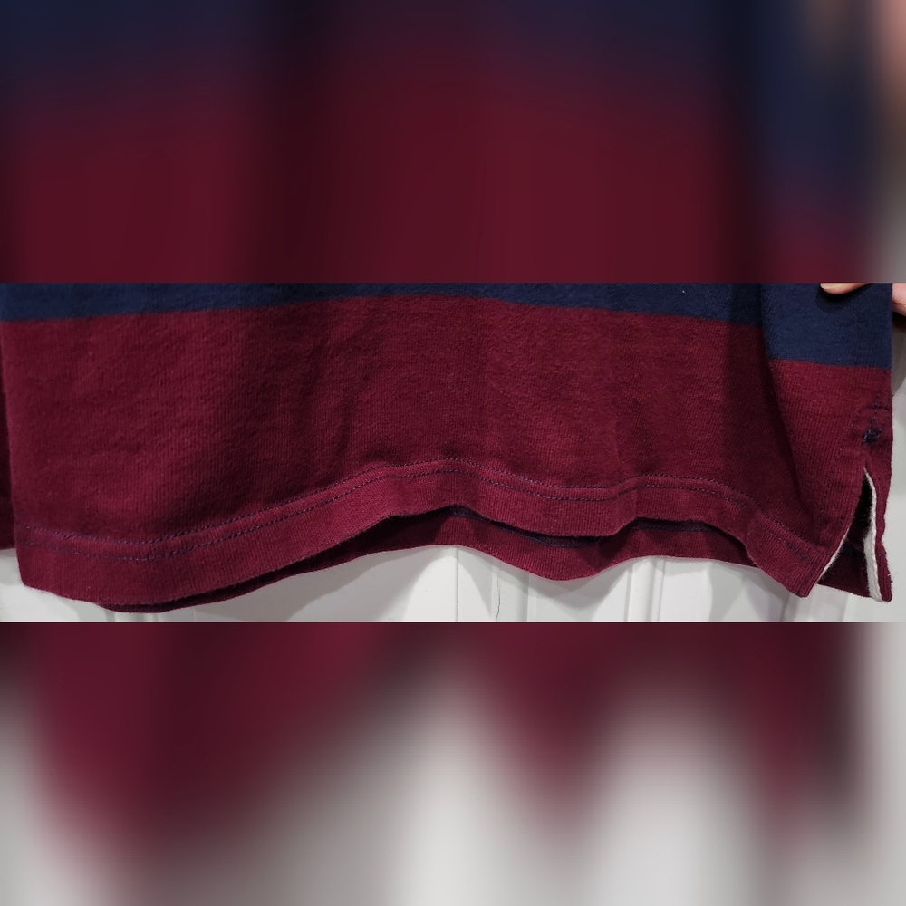Polo Ralph Lauren New York 1967 rugby wine and navy Striped Shirt Men's XL - Picture 4 of 6